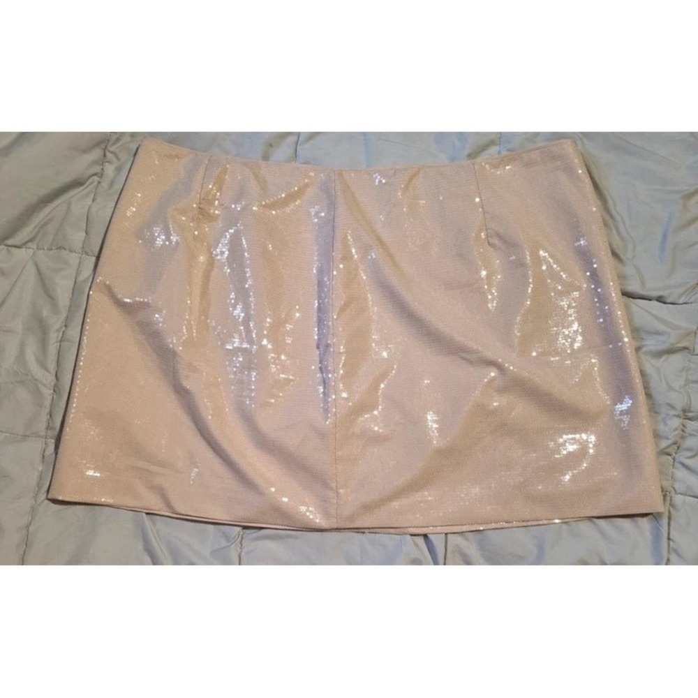 A New Day Tan Sequin Mini Skirt High Rise Party Holiday Size 24 NWT